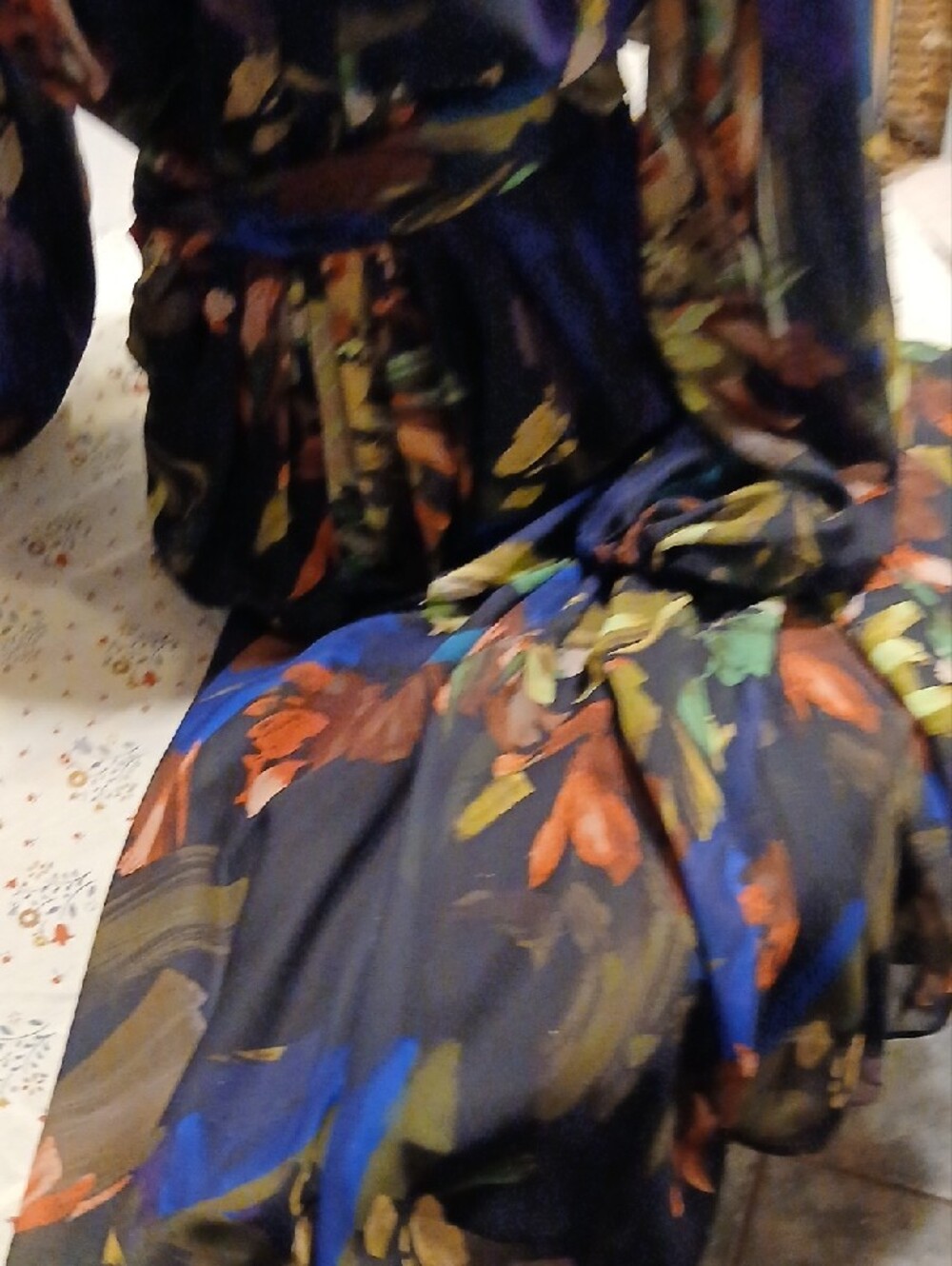 Alex Marie Navy Maxi Dress with Green, Brown & Blue Floral Print - Picture 11 of 16